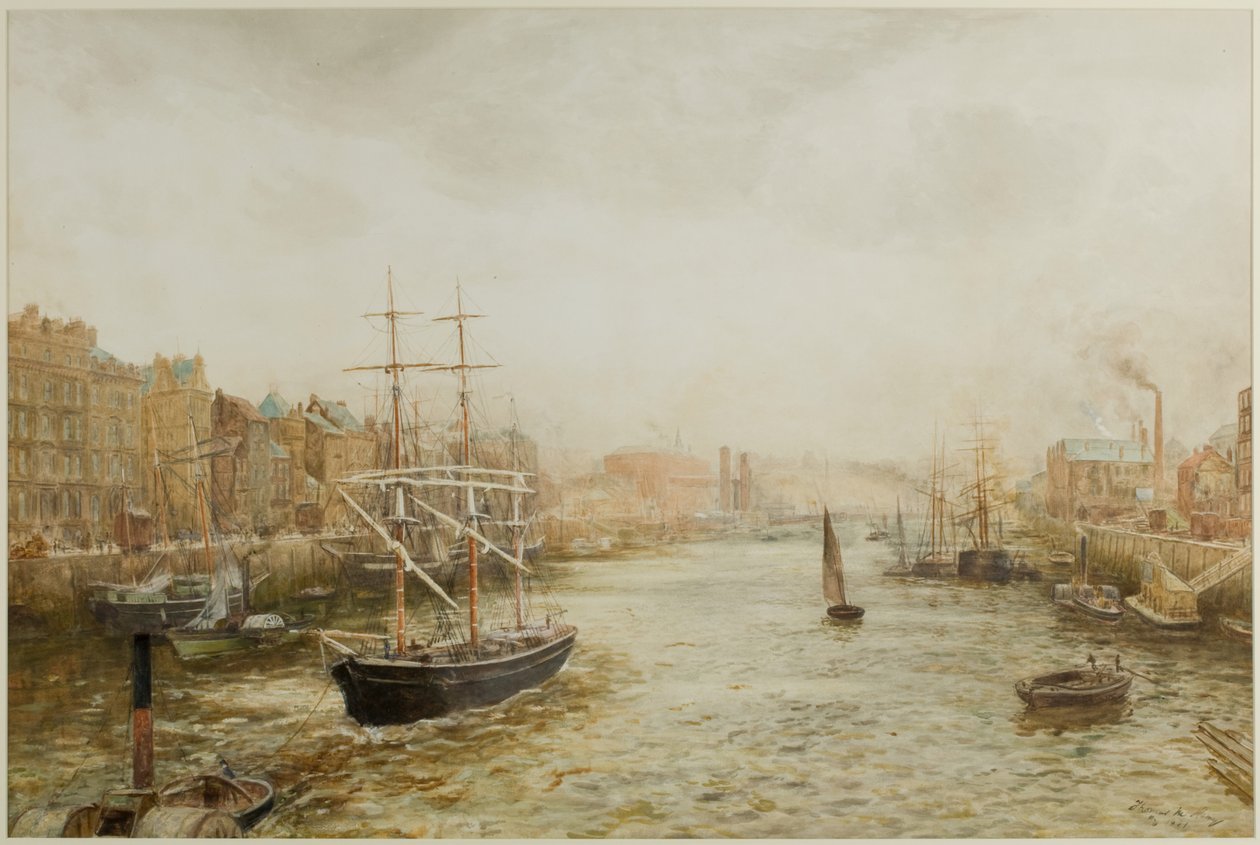 The Quayside, Newcastle (akvarell på papir) av Thomas Marie Madawaska Hemy