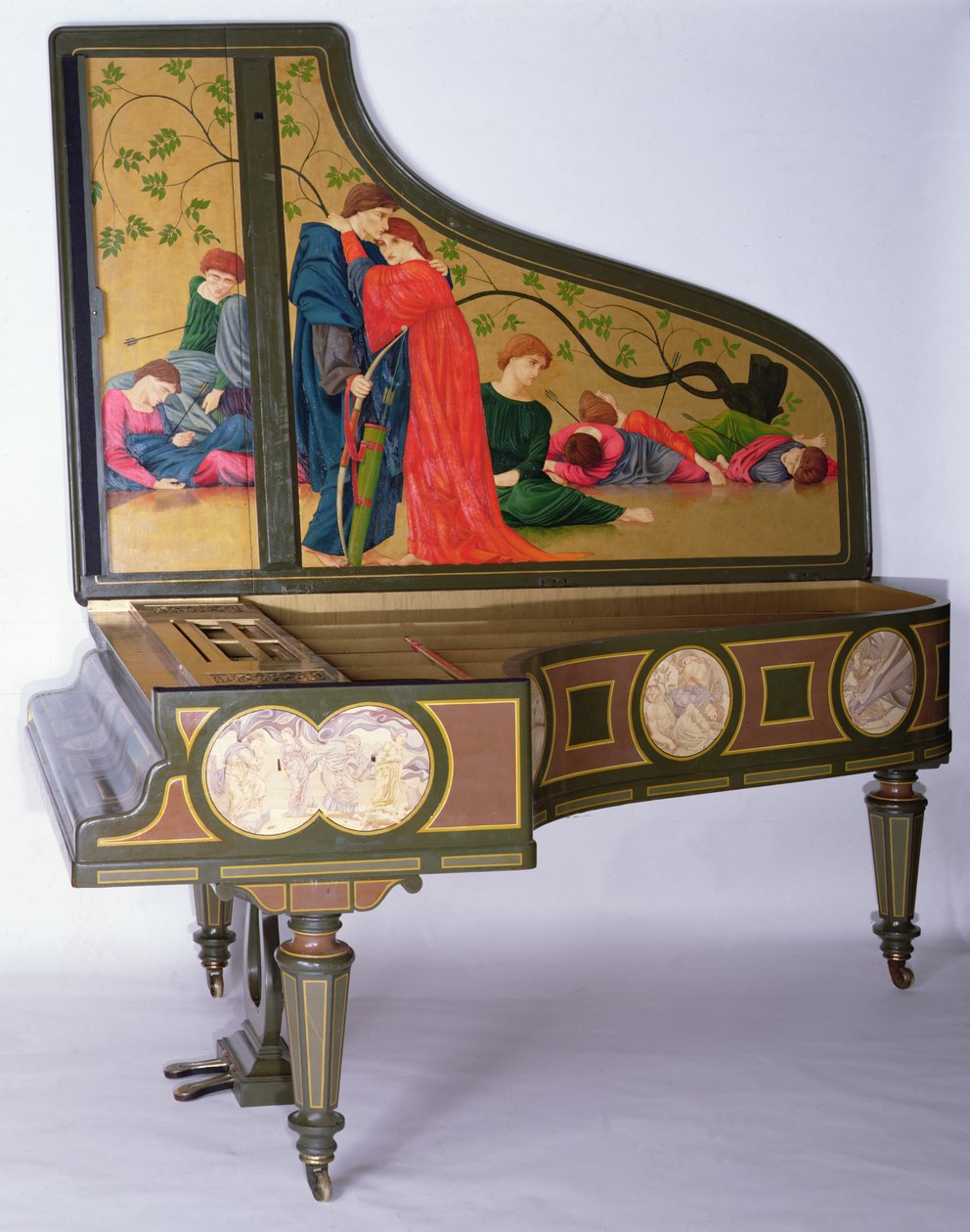 Konsertflygel av Sebastien Erard, ca. 1850 (malt tre, ibenholt og elfenbensnøkler) av Thomas Matthews Rooke