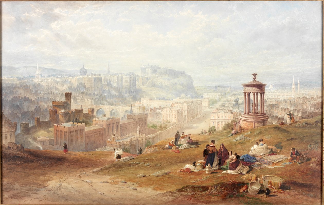 Edinburgh fra Calton Hills (akvarell på papir) av Thomas Miles Richardson
