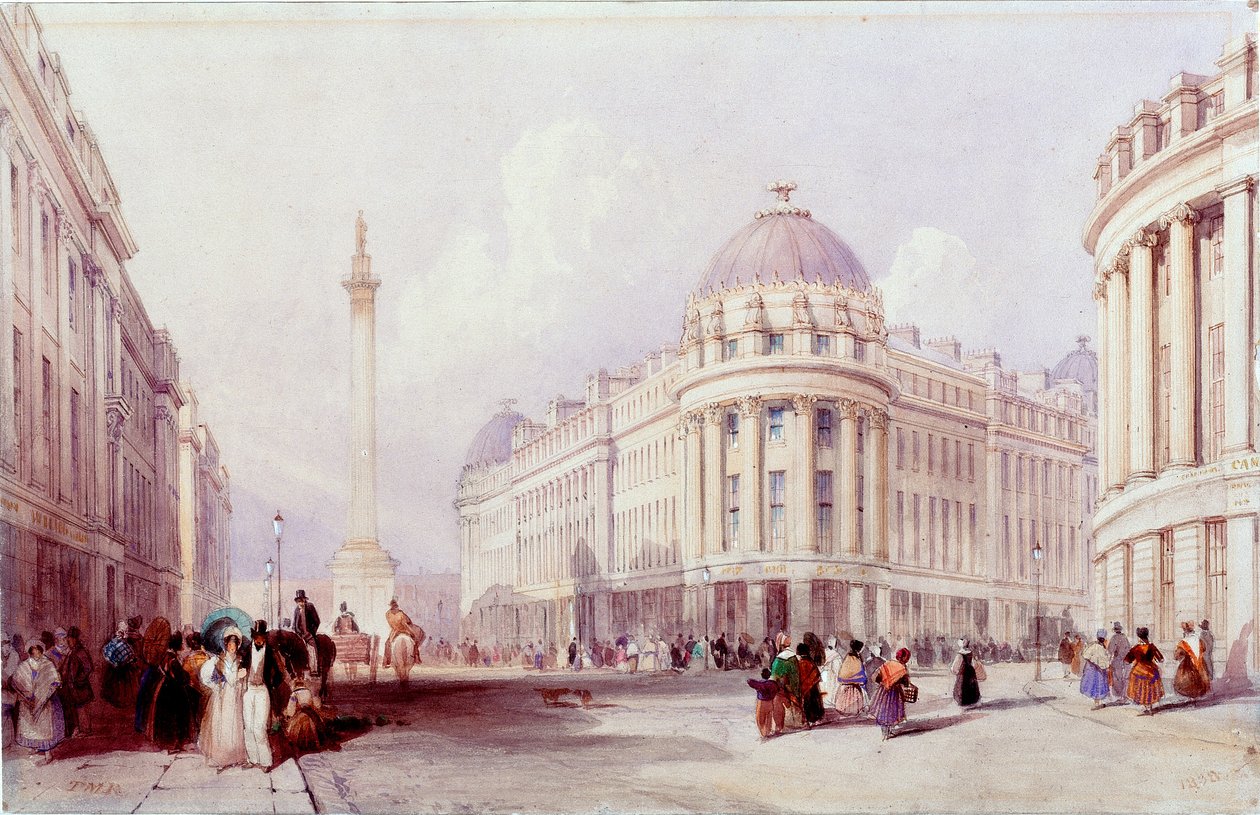 Grainger Street, Newcastle upon Tyne (kroppsfarge) av Thomas Miles Richardson