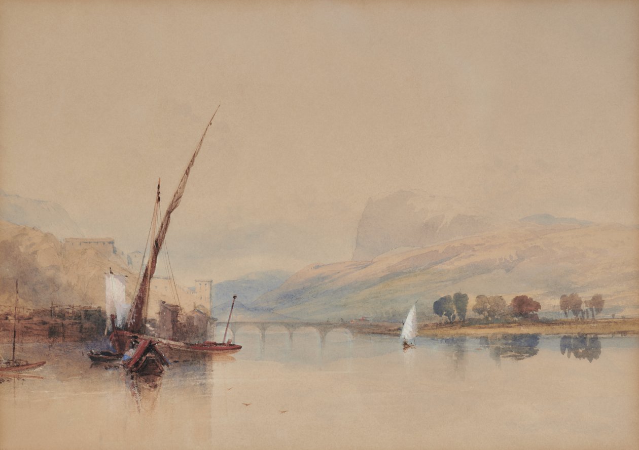 Italiensk innsjøscene av Thomas Miles Richardson