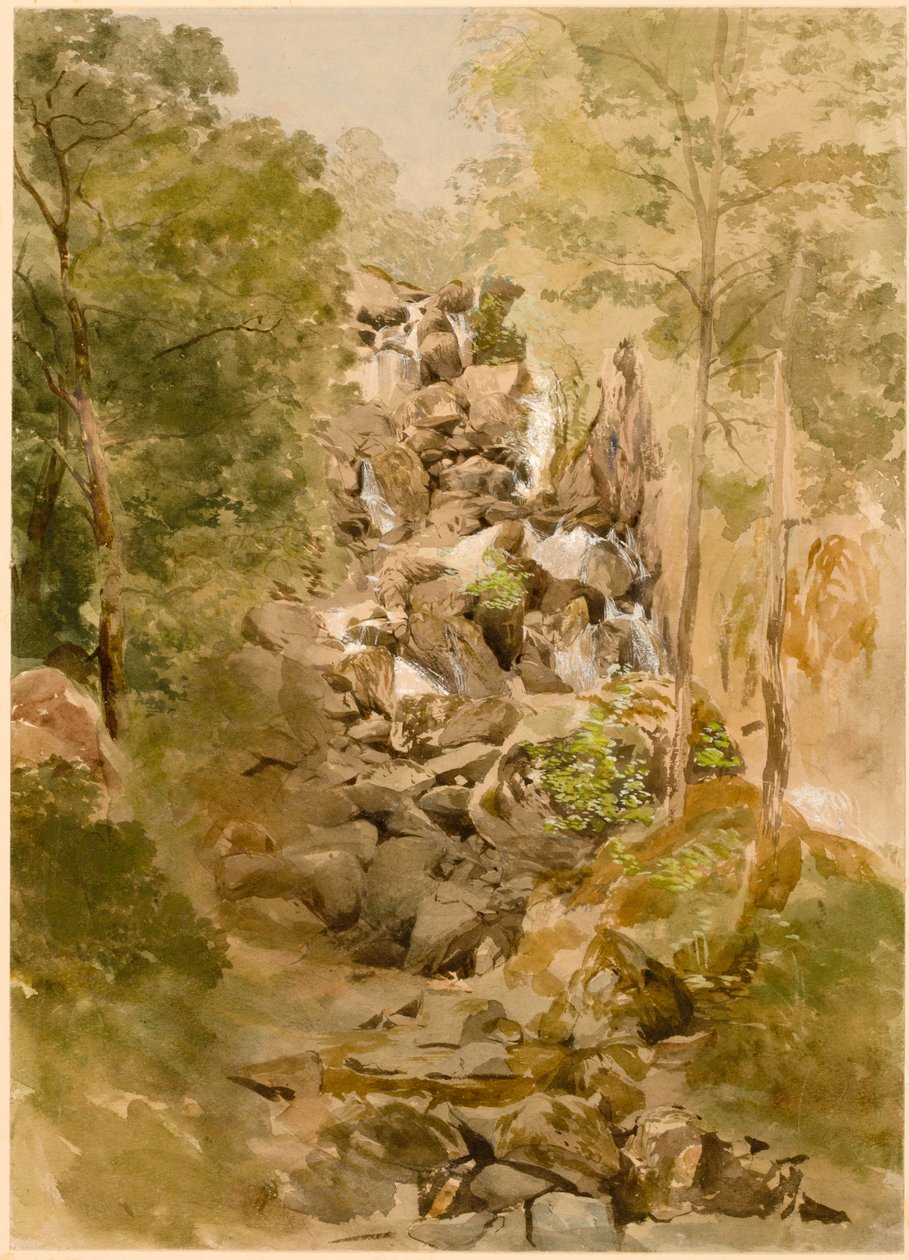 Landskap med foss (kroppsfarge) av Thomas Miles Richardson