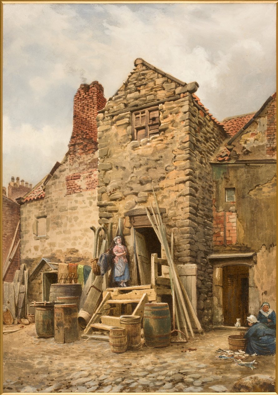 Old Sparrow Hall, Cullercoats (kroppsfarge, blyant og wc på papir) av Thomas Miles Richardson
