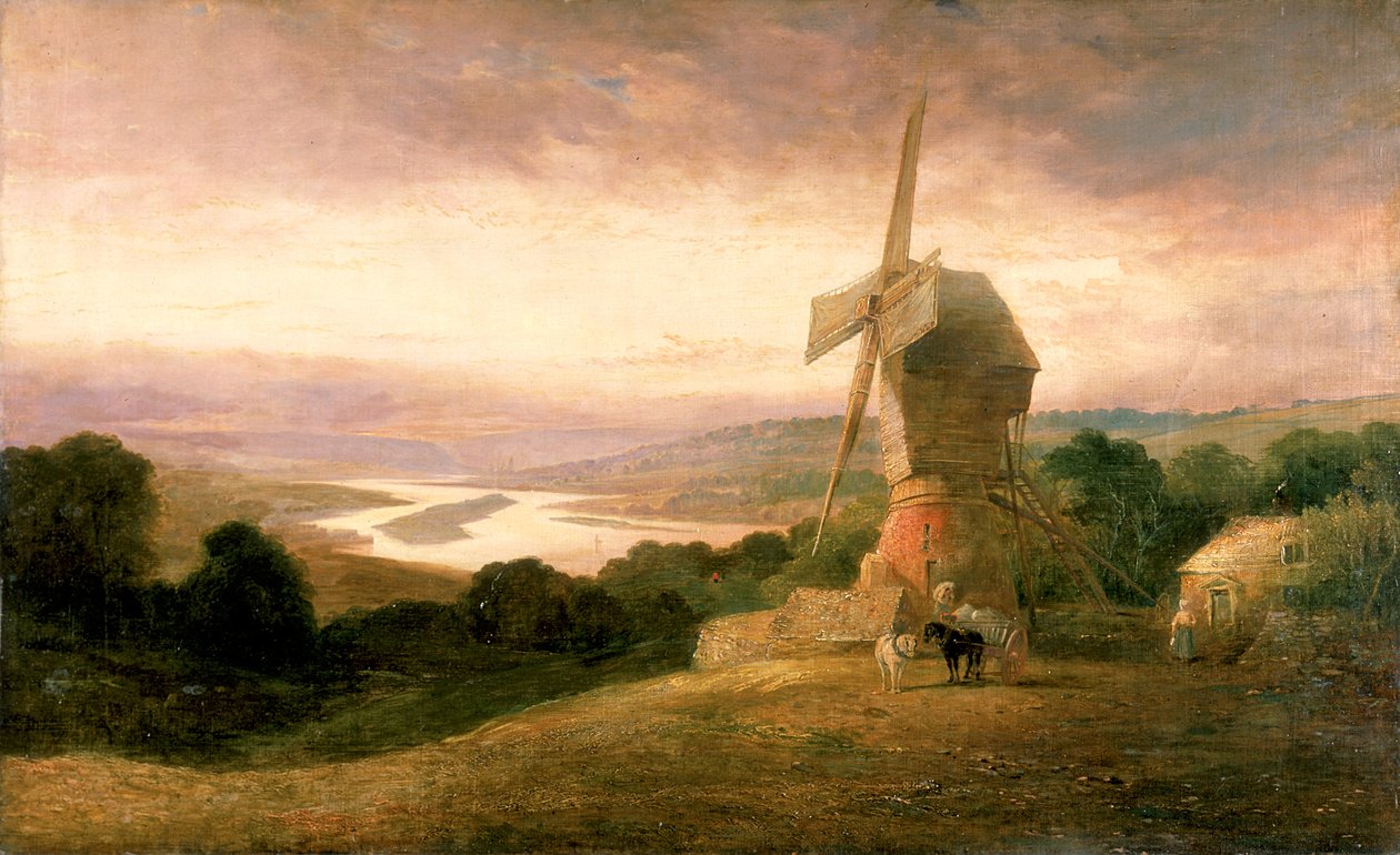Tyne fra Windmill Hills, Gateshead, ca. 1818 av Thomas Miles Richardson