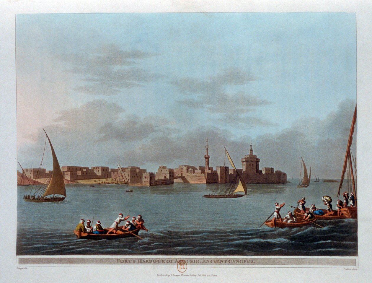 Fort og havn i Aboukir, Ancient Canopus, Egypt, 1801 av Thomas Milton