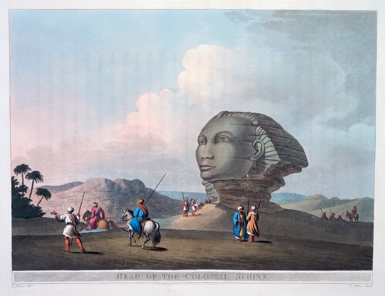 Leder for den kolossale sfinxen, Giza, Egypt, 1801 av Thomas Milton