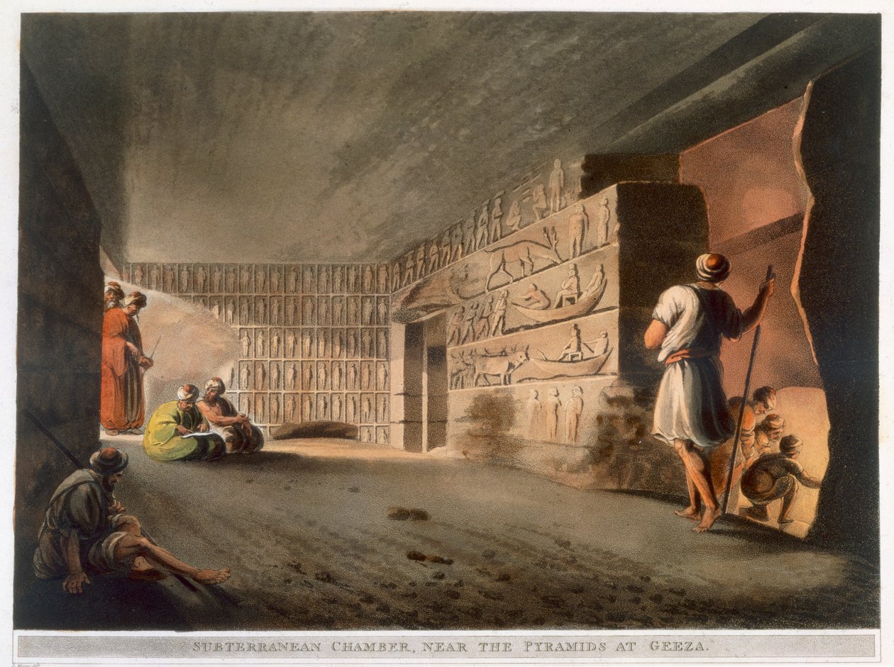 'Underjordisk kammer nær pyramidene i Giza', 1802 av Thomas Milton