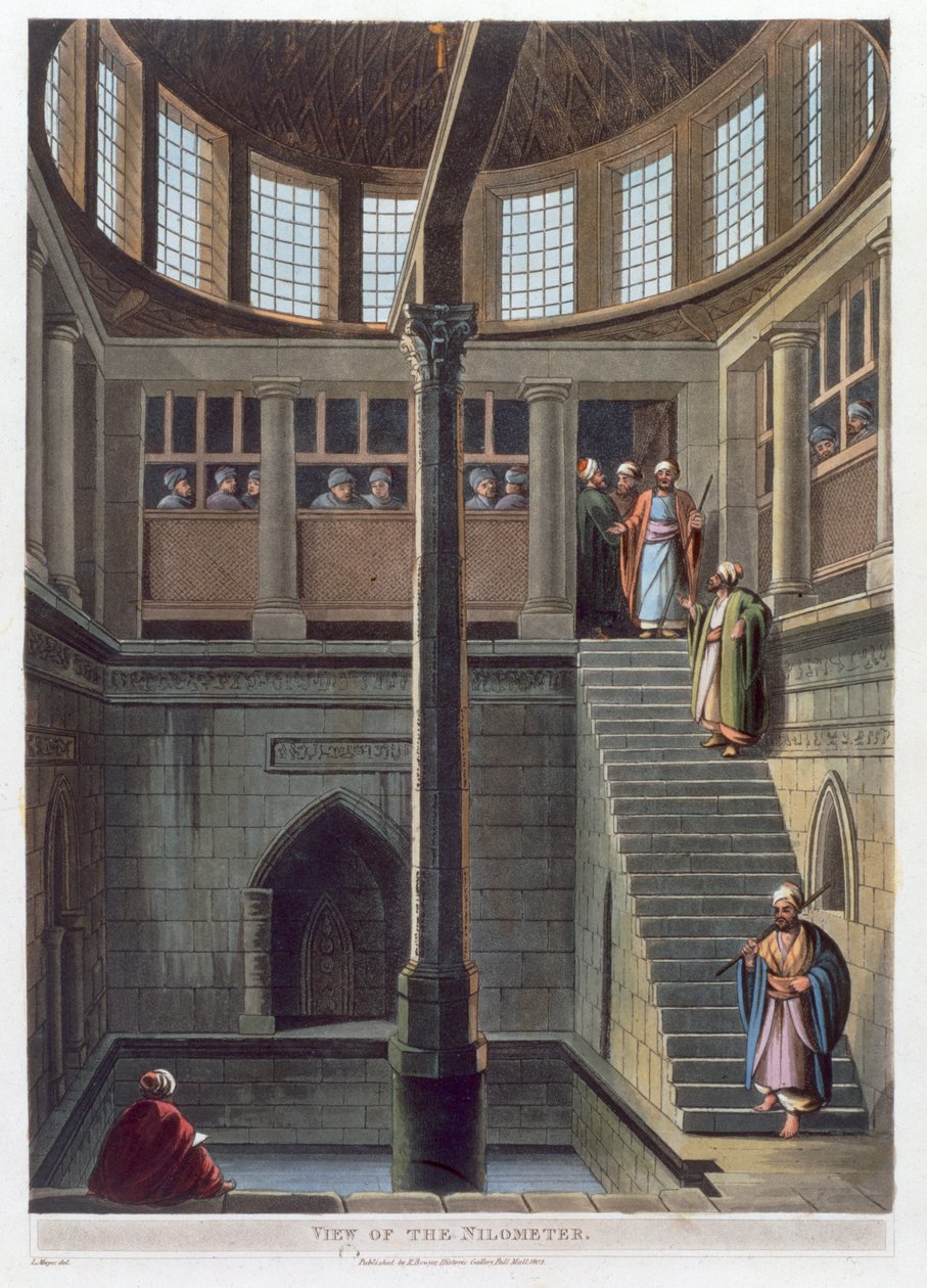 Utsikt over nilometeret, Kairo, Egypt, 1802 av Thomas Milton