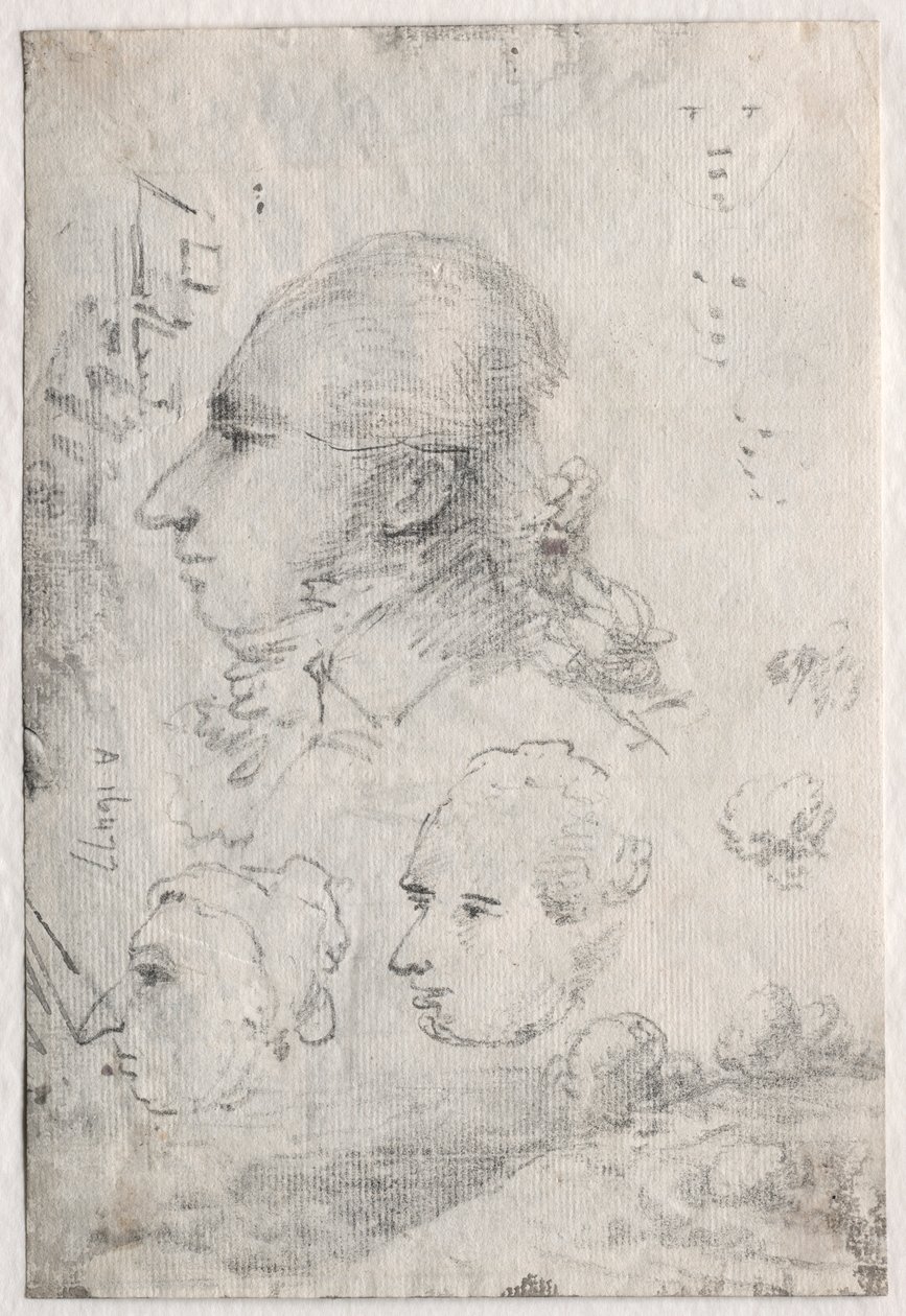 Studier av Heads verso, ca. 1820-årene. av Thomas Monro