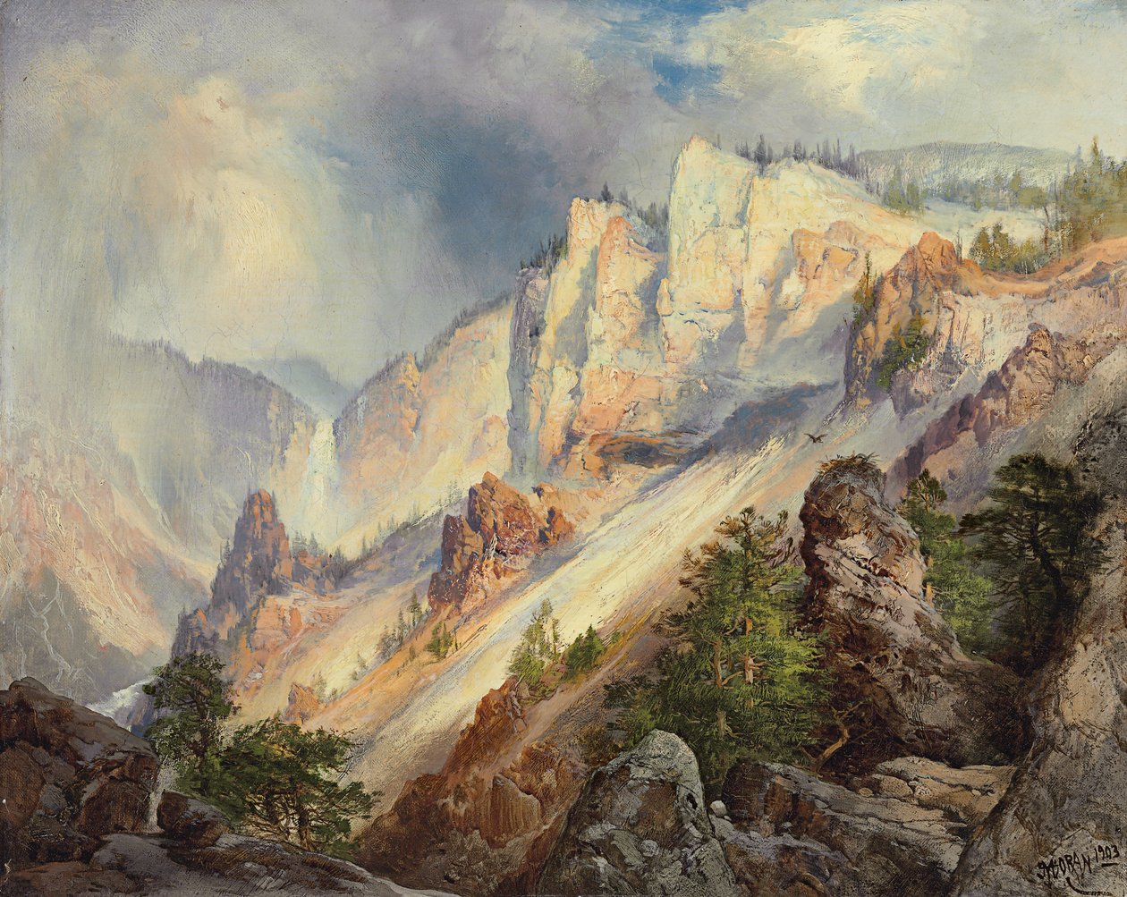 En forbigående dusj i Yellowstone Canyon, 1903 av Thomas Moran