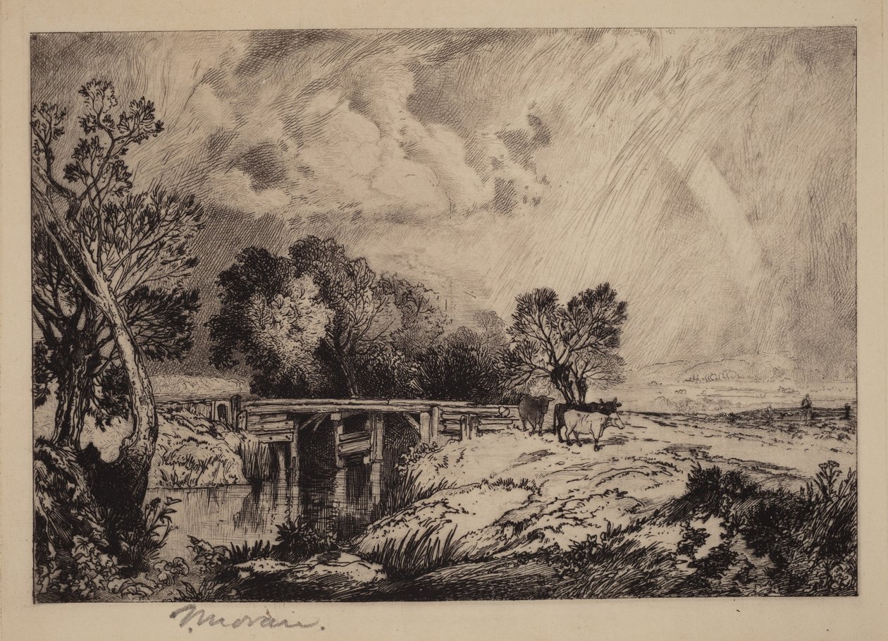 En rustikk bro av Thomas Moran