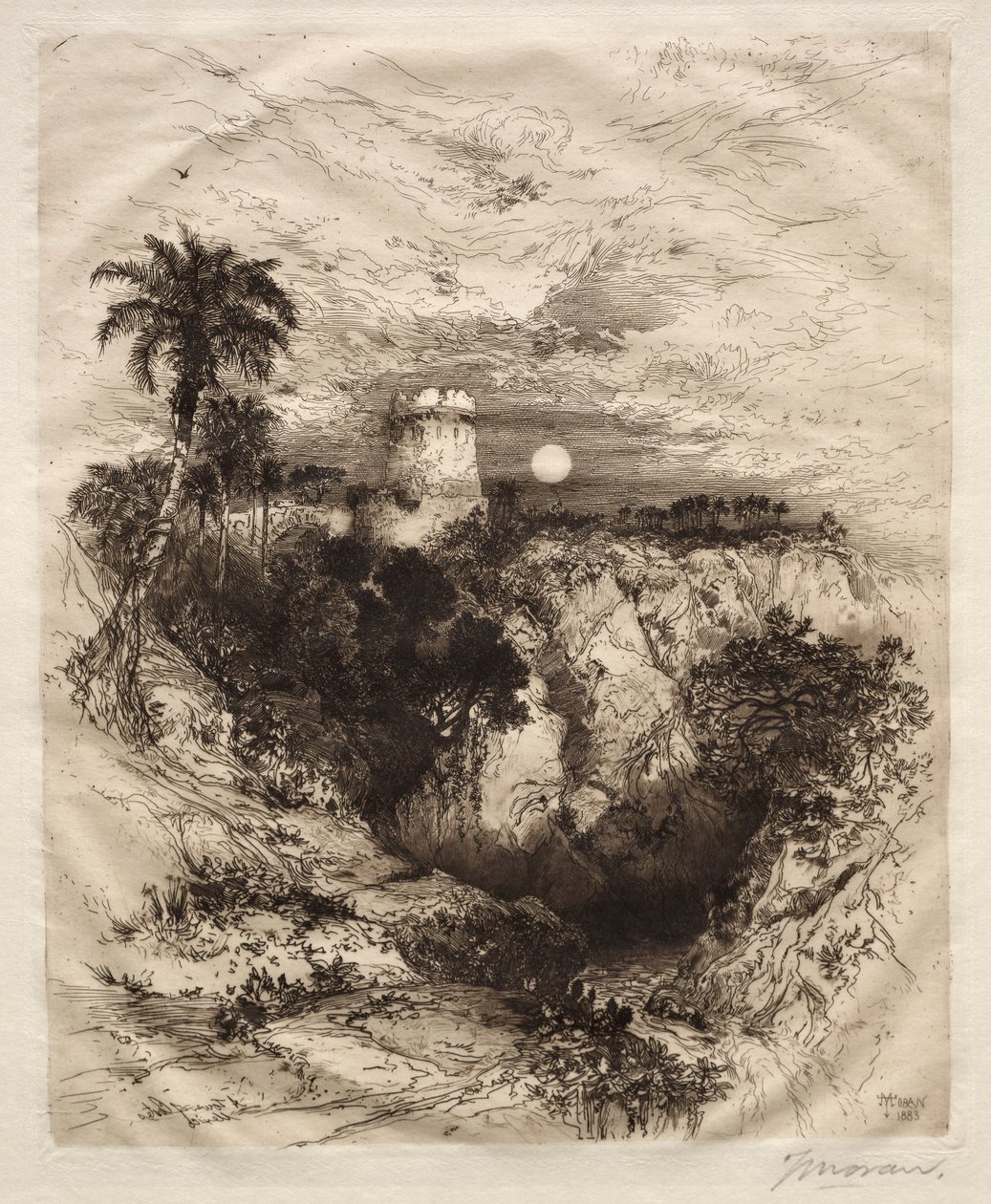 Et tårn av Cortes, 1883. av Thomas Moran