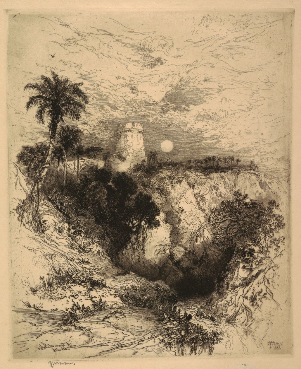 Et tårn i Cortez, Mexico av Thomas Moran