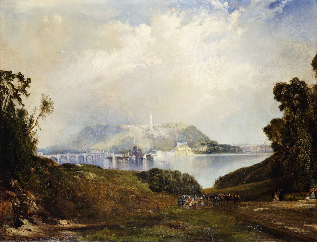 Utsikt over Fairmont Waterworks, Philadelphia, av Thomas Moran