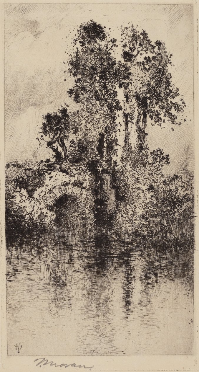 Bro og trær av Thomas Moran