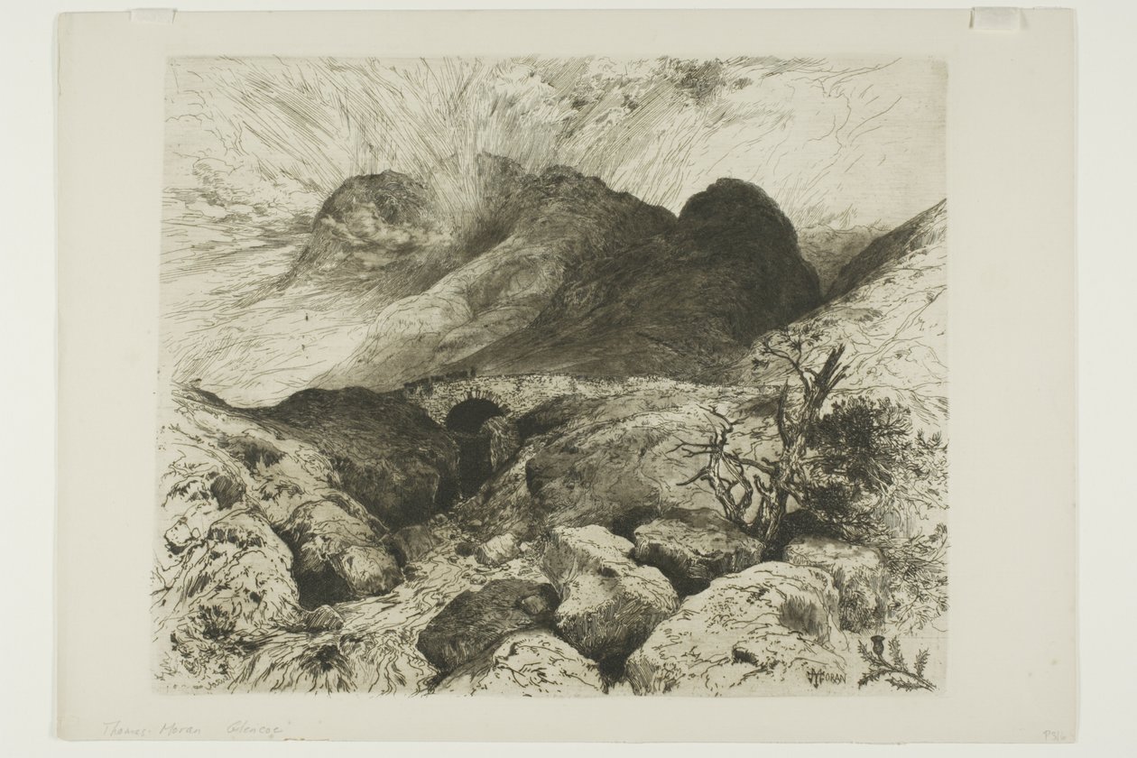 Bro i Pass of Glencoe, Skottland av Thomas Moran