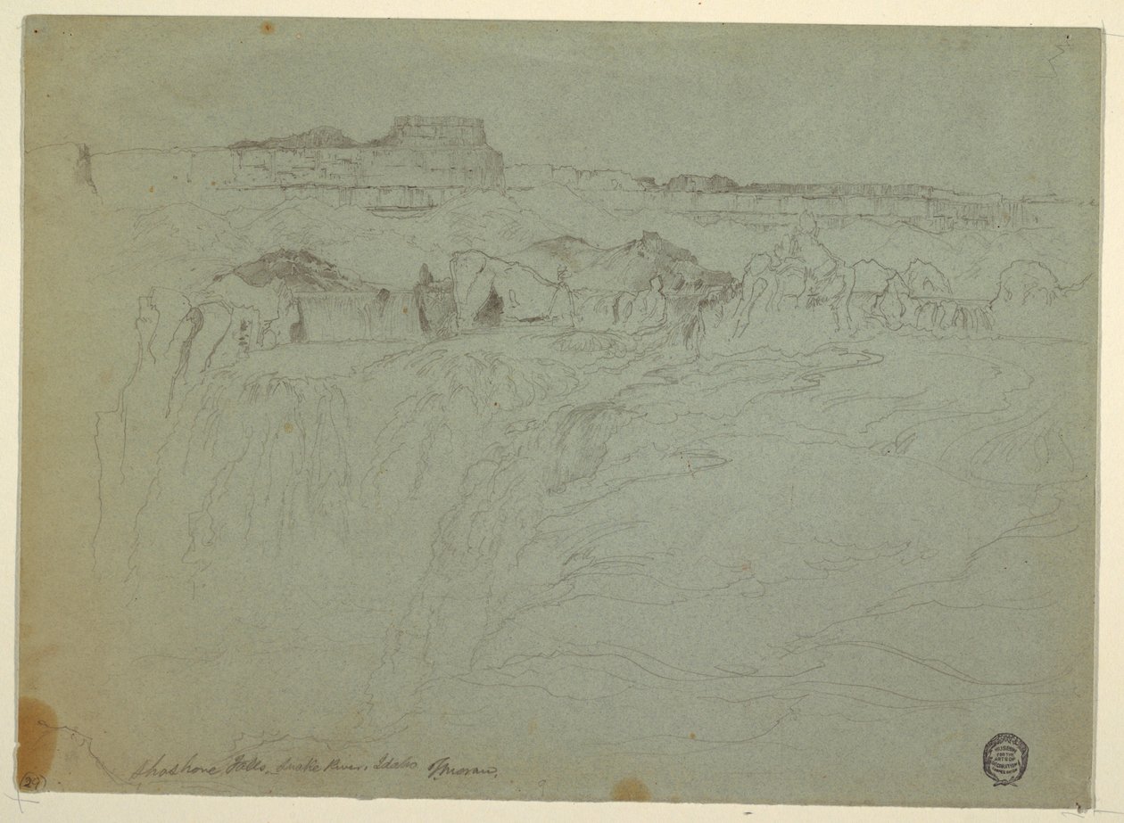 Tegning, Shoshone Falls, Snake River, Idaho, 1875 av Thomas Moran