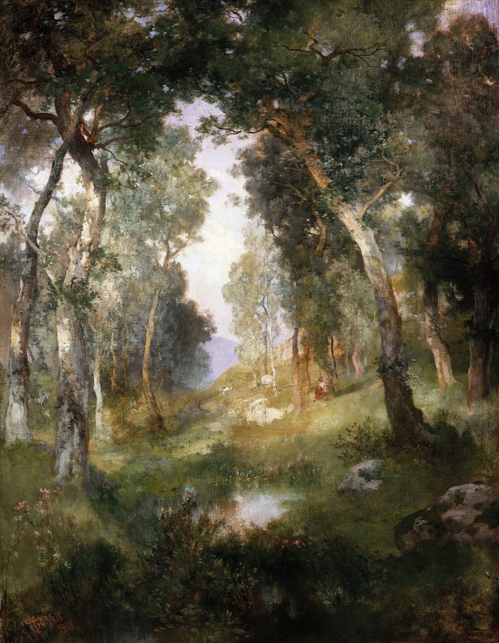 Forest Glade, Santa Barbara, 1918 av Thomas Moran