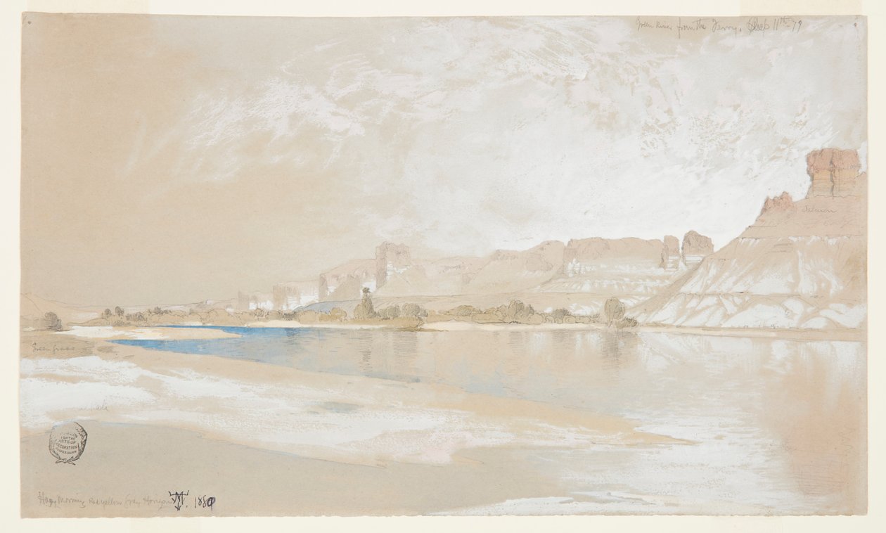 Green River fra Ferry, Wyoming Territory av Thomas Moran