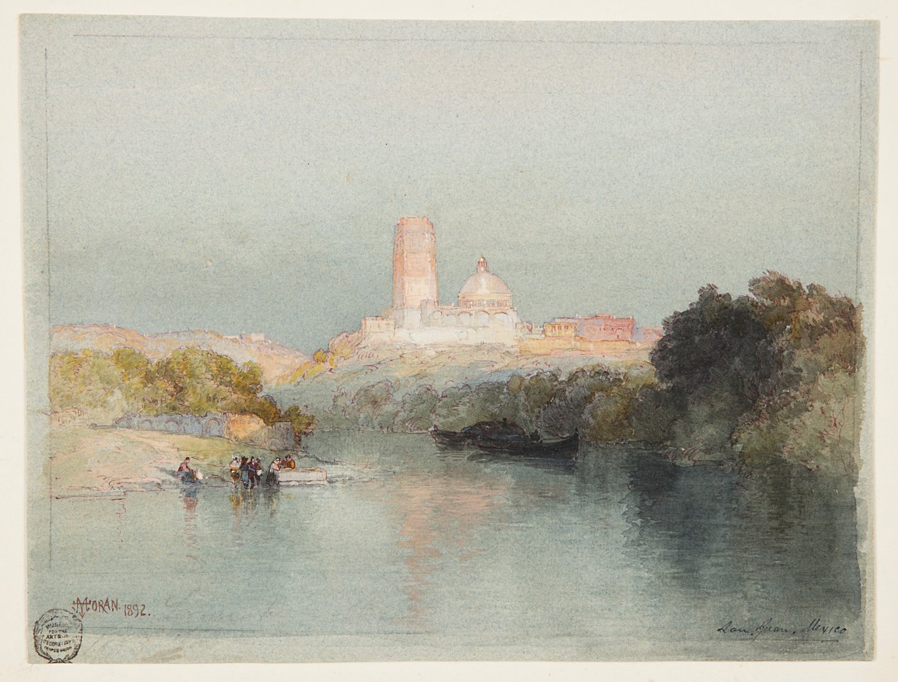 Hacienda ved Lerma-elven, San Juan, Mexico av Thomas Moran