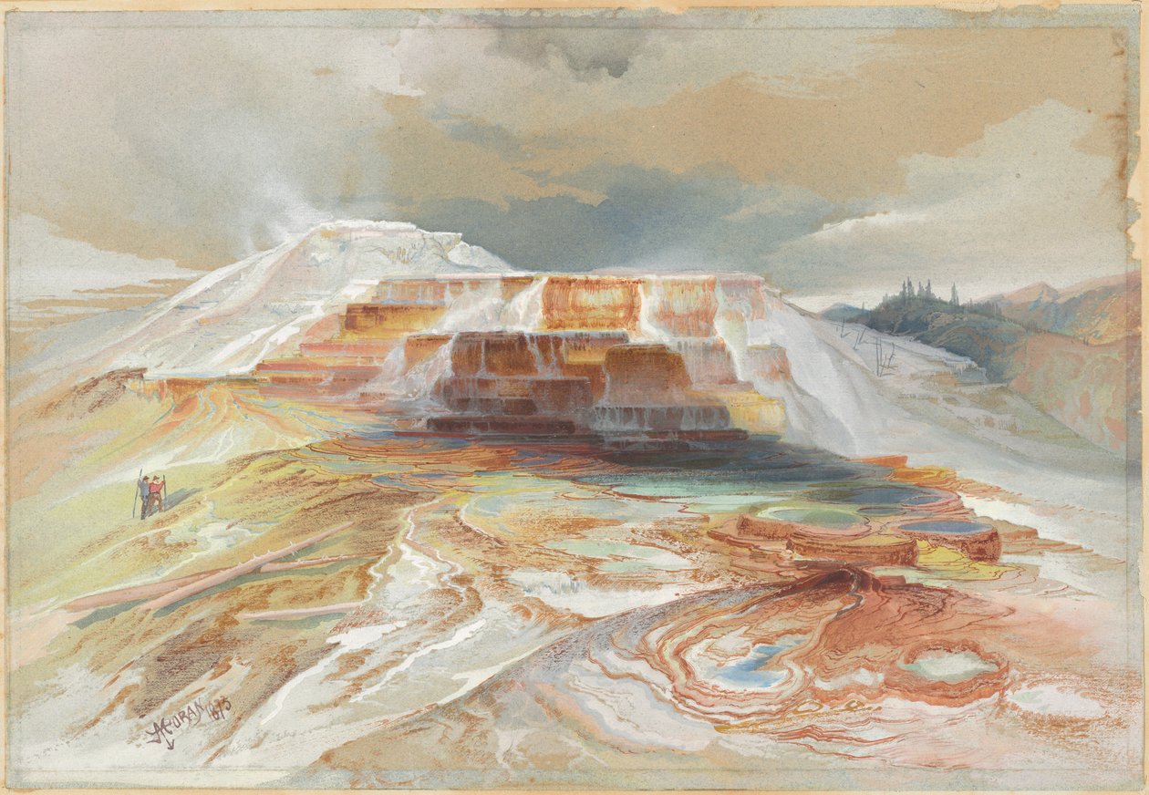 Varme kilder ved Gardiner River, Yellowstone av Thomas Moran