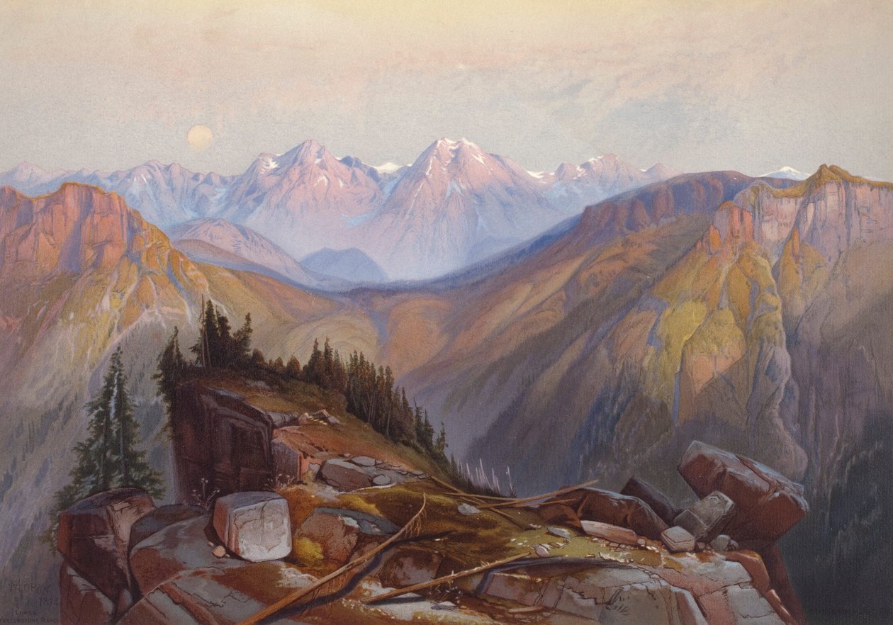 Nedre Yellowstone-fjellkjede sett fra Yellowstone nasjonalpark av Thomas Moran