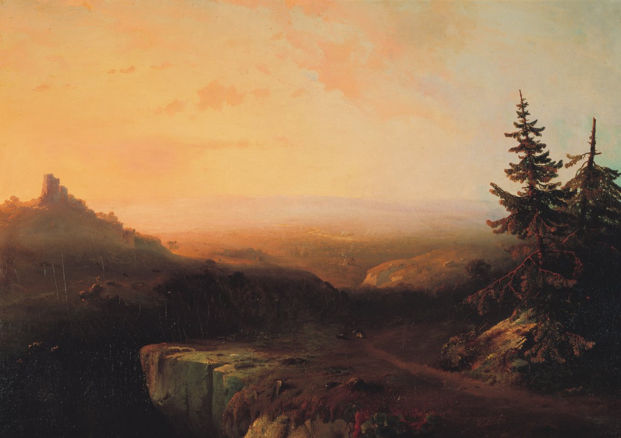 Fjellscene, ca. 1865 (olje på lerret) av Thomas Moran