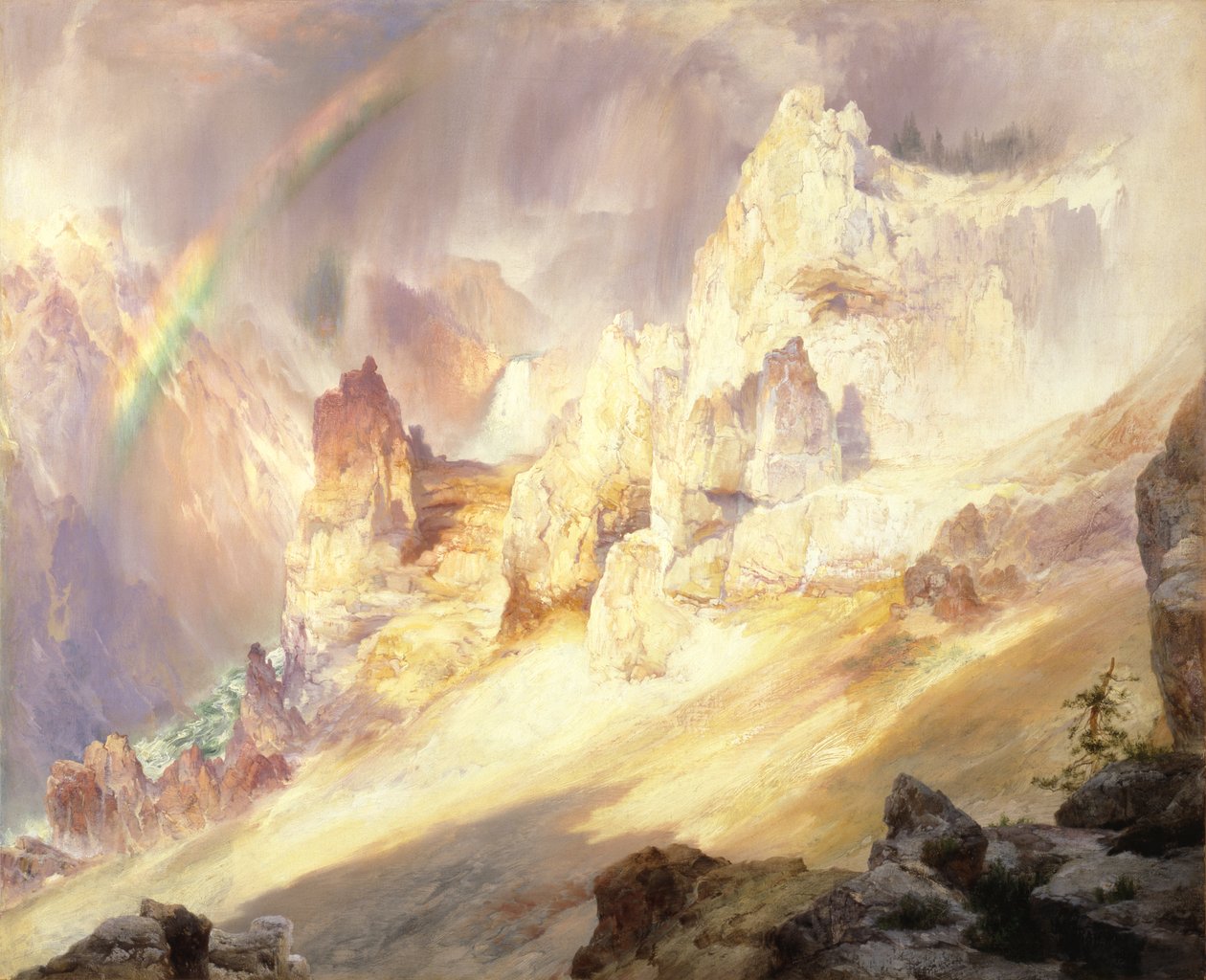 Regnbue over Yellowstones Grand Canyon av Thomas Moran