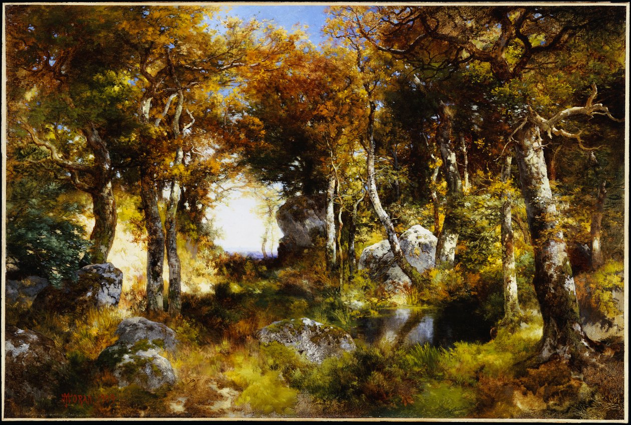 The Woodland Pool, 1909 av Thomas Moran