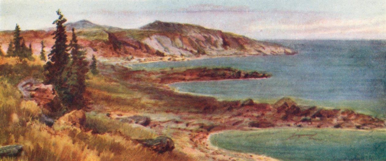 Nordkysten, Lake Superior (fargelitografi) av Thomas Mower Martin
