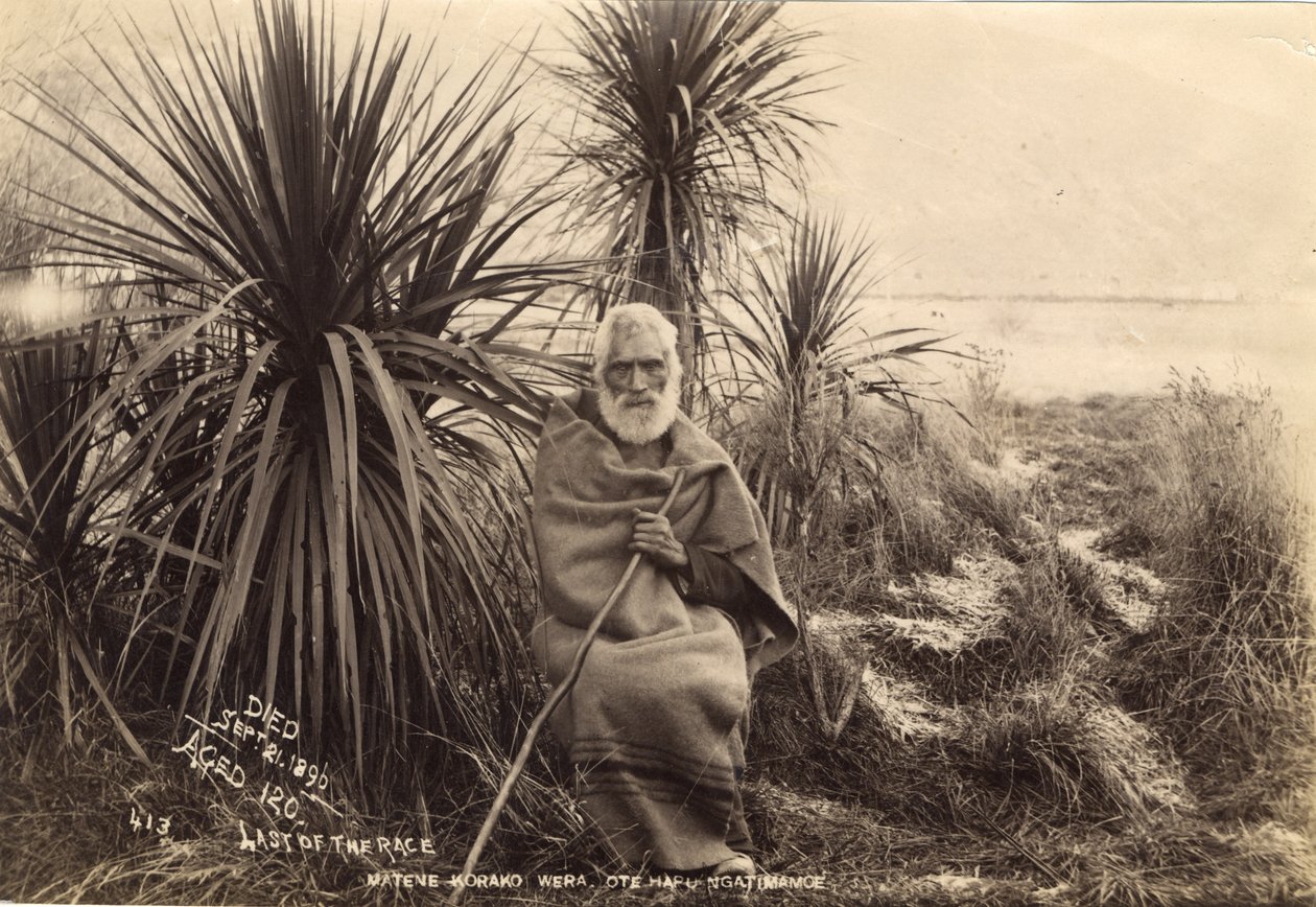 Sist i løpet, Matene Korako Wera. Ote Hapu Ngatimamoe, ca. 1895 (albumtrykk) av Thomas Muir