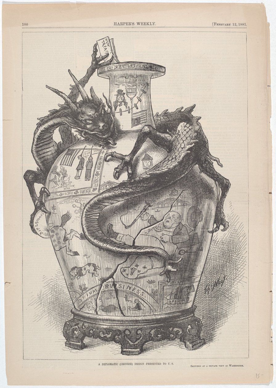 Et diplomatisk (kinesisk) design presentert for U.S.A. av Thomas Nast