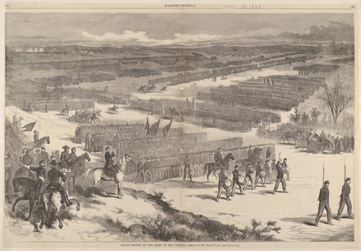Grand Review of the Army of the Potomac - Tegnet av Mr. Thomas Nast fra Harpe..., 10. oktober 1863. av Thomas Nast