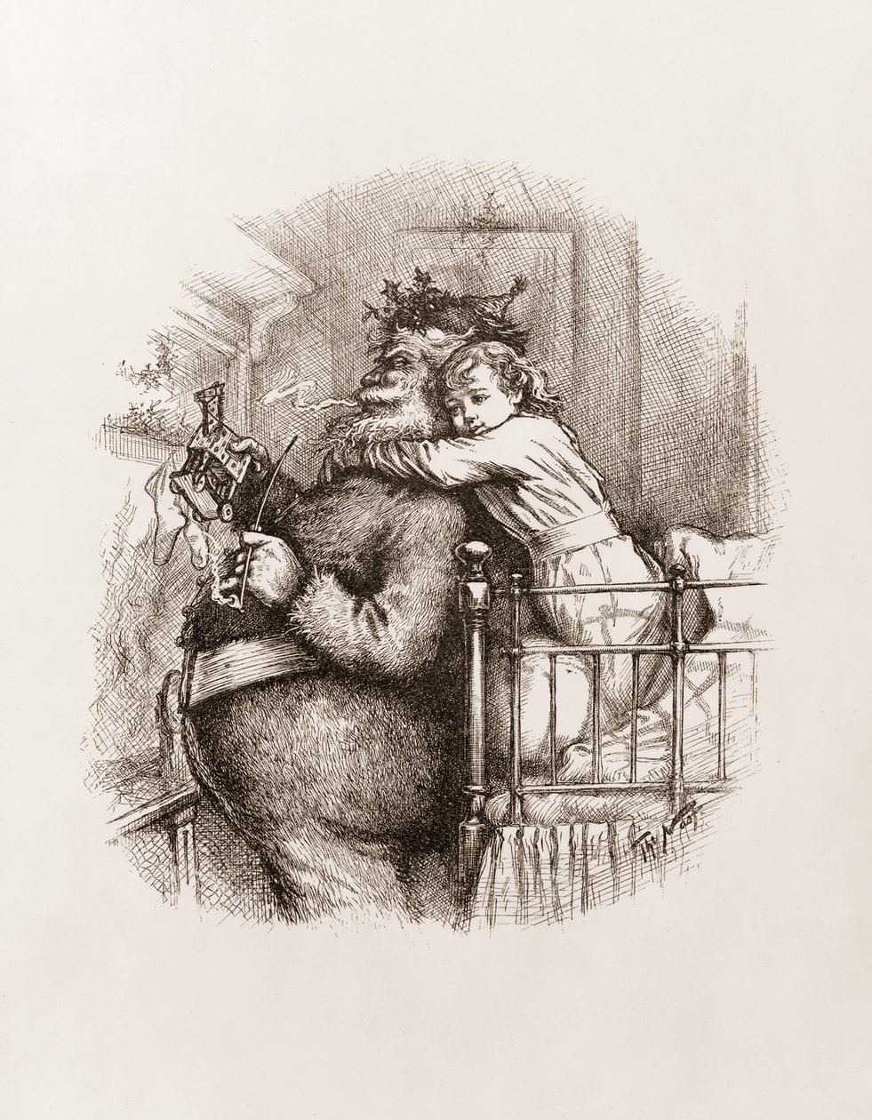 Julenissen av Thomas Nast, ca. 1892 (s/hv gravering) av Thomas Nast