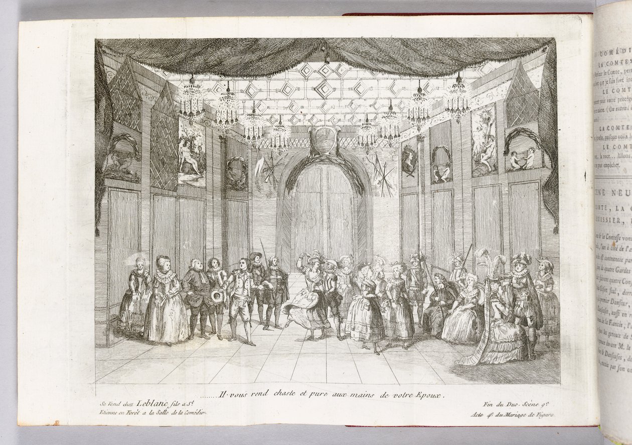 "Han gjør deg kysk og ren i hendene på din ektefelle", illustrasjon fra "The Marriage of Figaro" av Pierre Augustin Caron de Beaumarchais, 1784 av Thomas Naudet