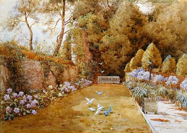 The Court Garden, Hinton (akvarell på papir) av Thomas Noelsmith