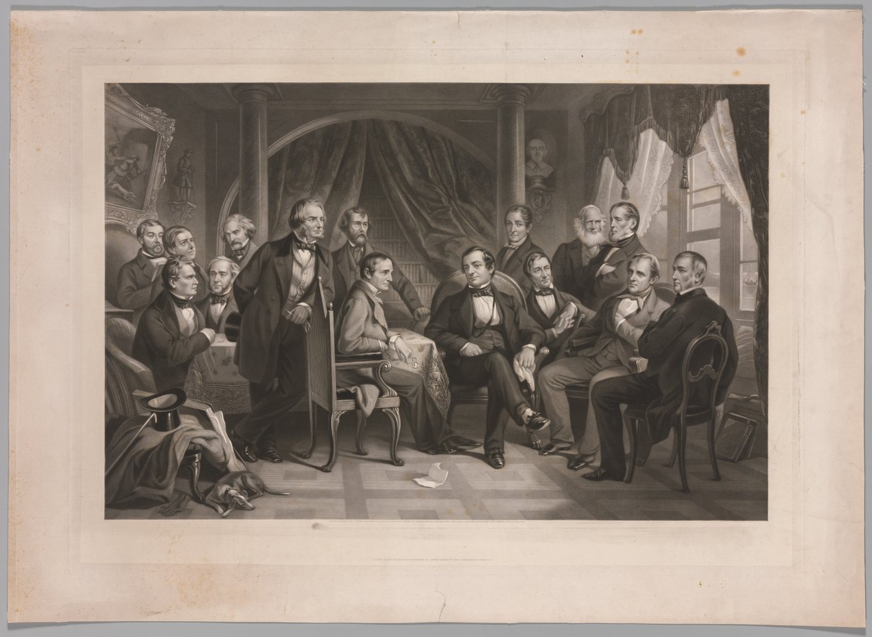 Washington Irving og hans litterære venner på Sunnyside, 1864. av Thomas Oldham Barlow