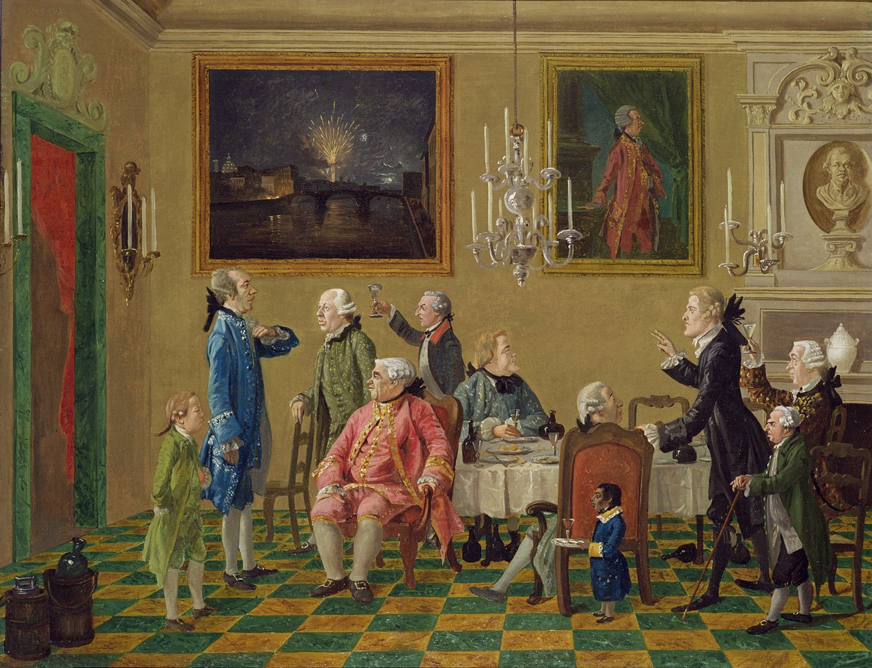 Britiske herrer i Sir Horace Manns hjem i Firenze, ca. 1763-65 av Thomas Patch