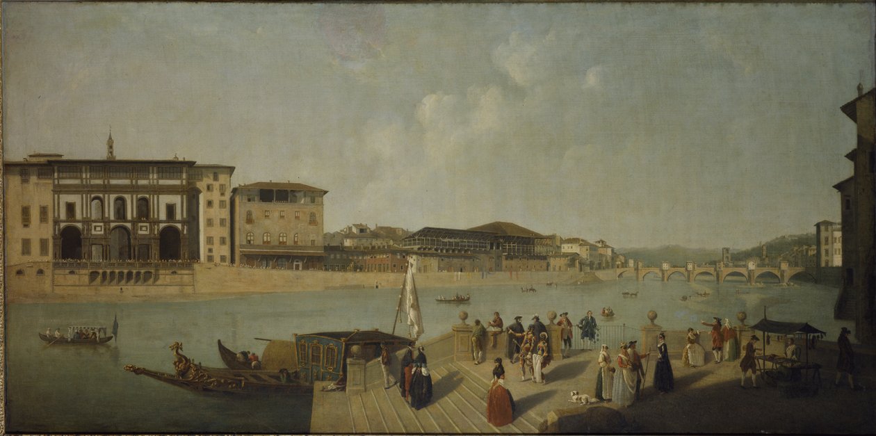 Arno i Firenze (olje på lerret) av Thomas Patch