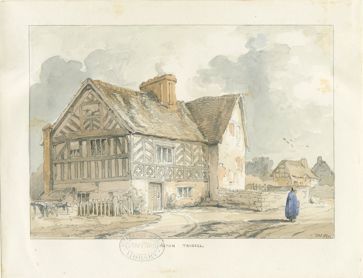 Acton Trussell Old House: akvarellmaling av Thomas Peploe Wood