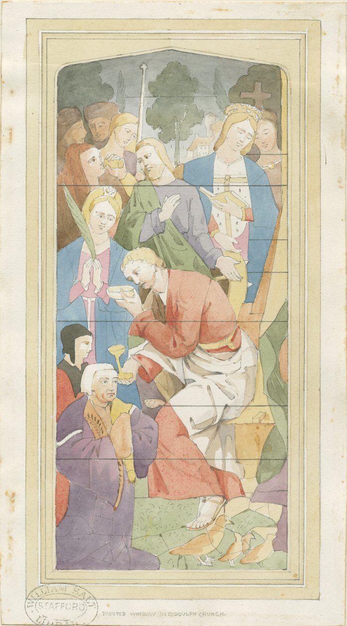 Biddulph (nye) kirke - vannfargemaleri, nd [?1837] (maleri) av Thomas Peploe Wood