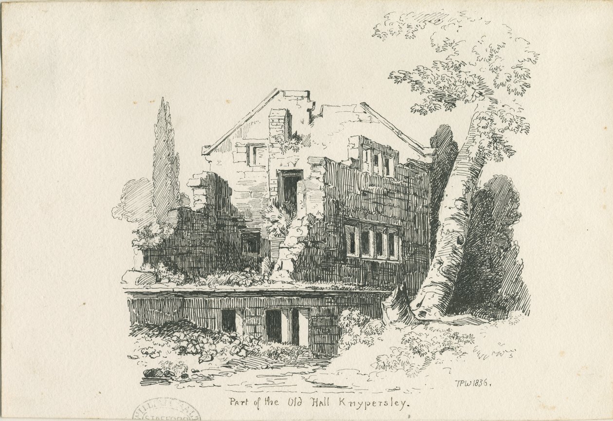 Biddulph - Knypersley Hall [gammel]: penn- og blekkskisse av Thomas Peploe Wood