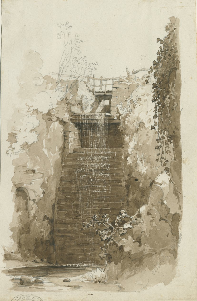 Biddulph - landlig utsikt: penn- og vasketegning, 8. juni 1837 (tegning) av Thomas Peploe Wood