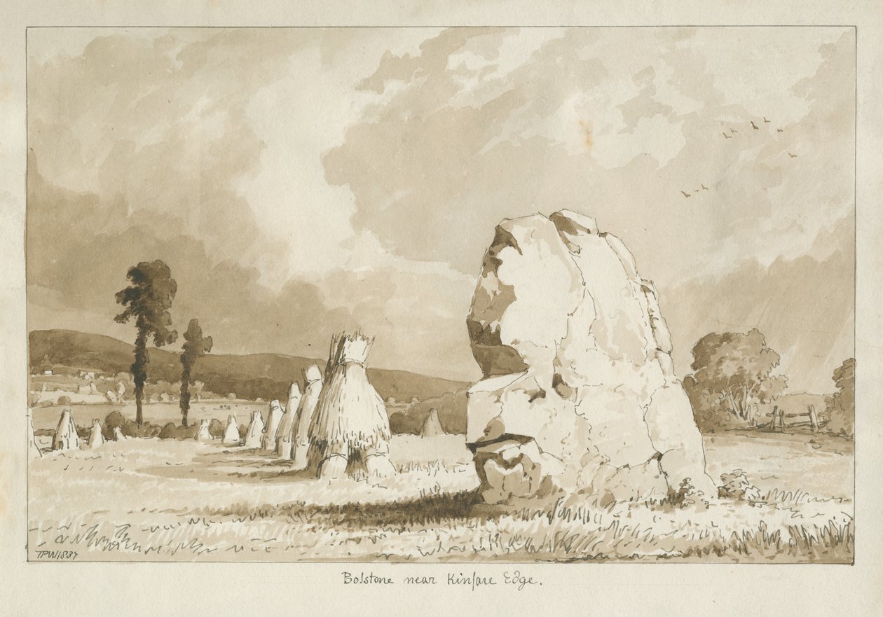 Bolstone, nær Kinver Edge: sepia-tegning av Thomas Peploe Wood