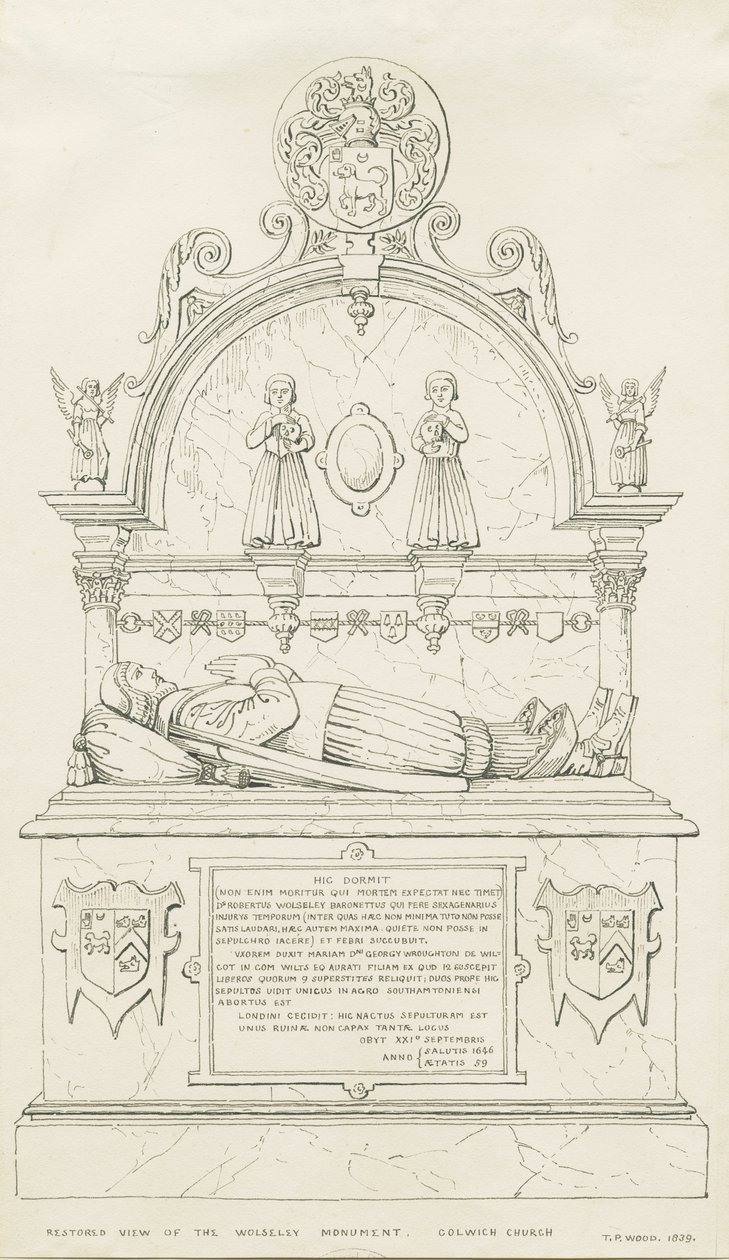 Colwich - Wolseley Monument: pennetegning av Thomas Peploe Wood