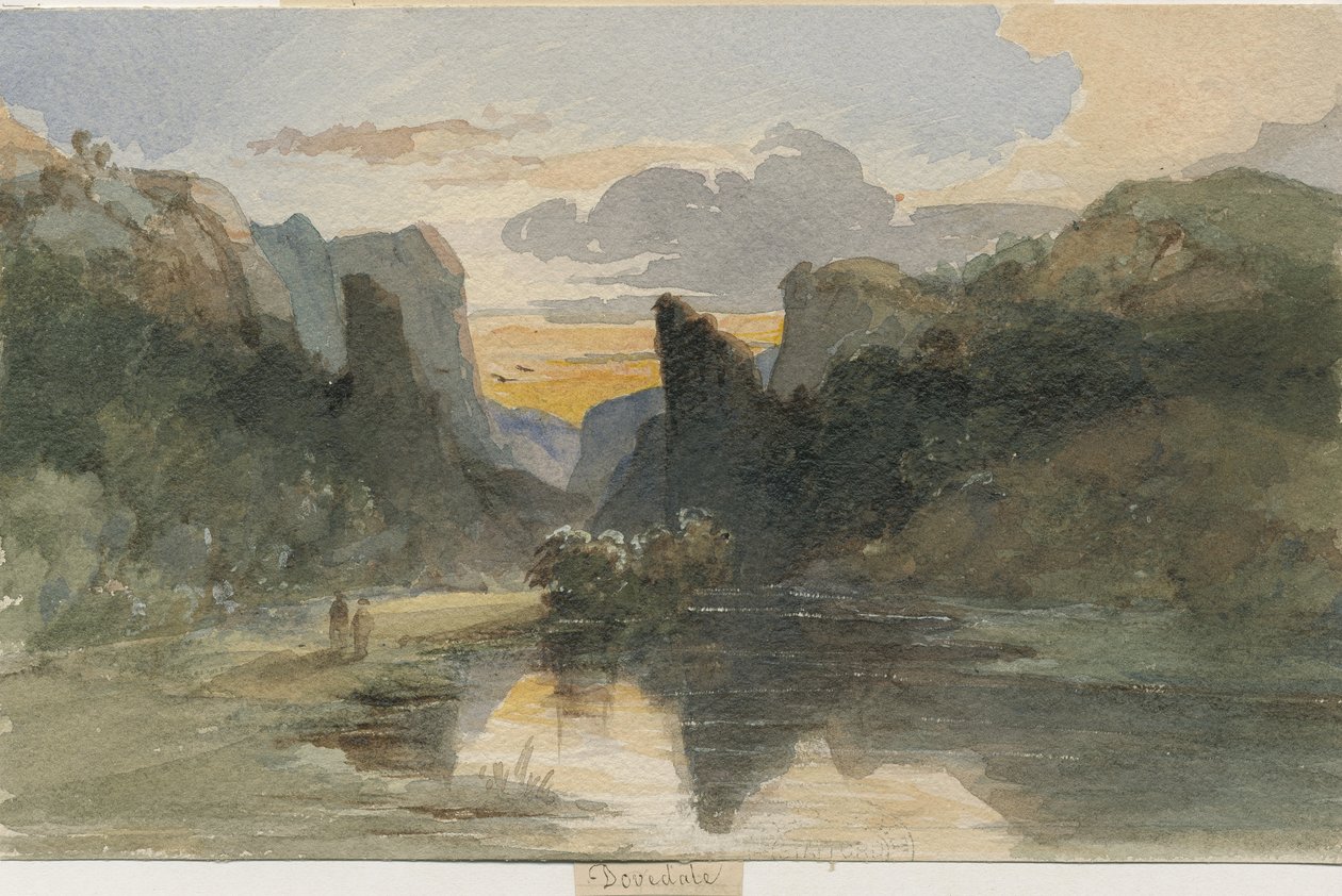 Dovedale - landskap: akvarellmaleri, nd [?1800-tallet] av Thomas Peploe Wood