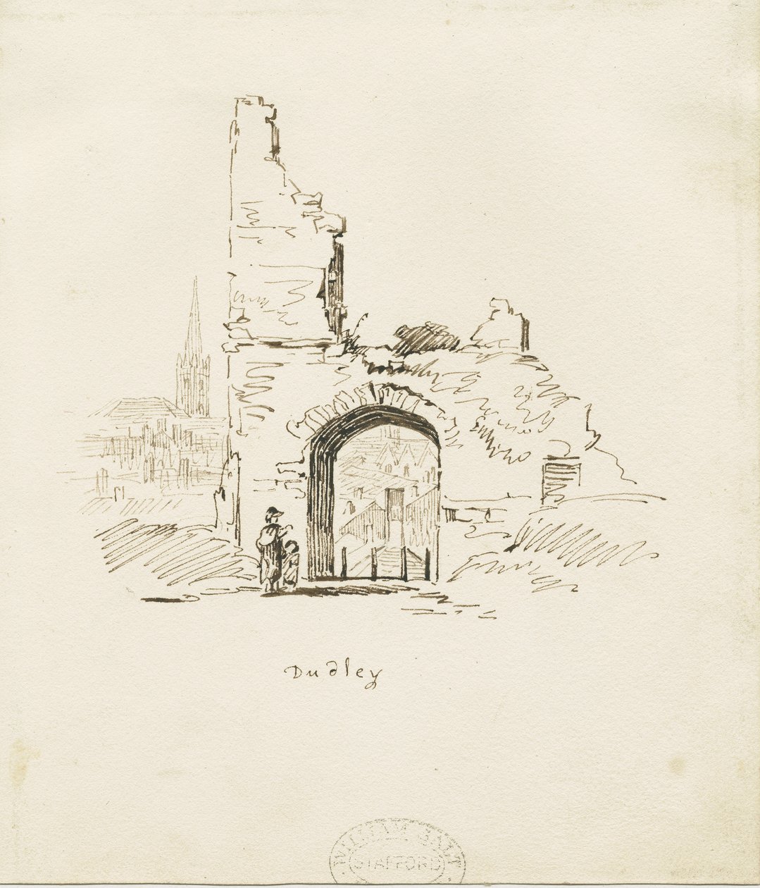 Dudley Castle - The Keep: blyantskisse, nd [1800-tallet] (tegning) av Thomas Peploe Wood