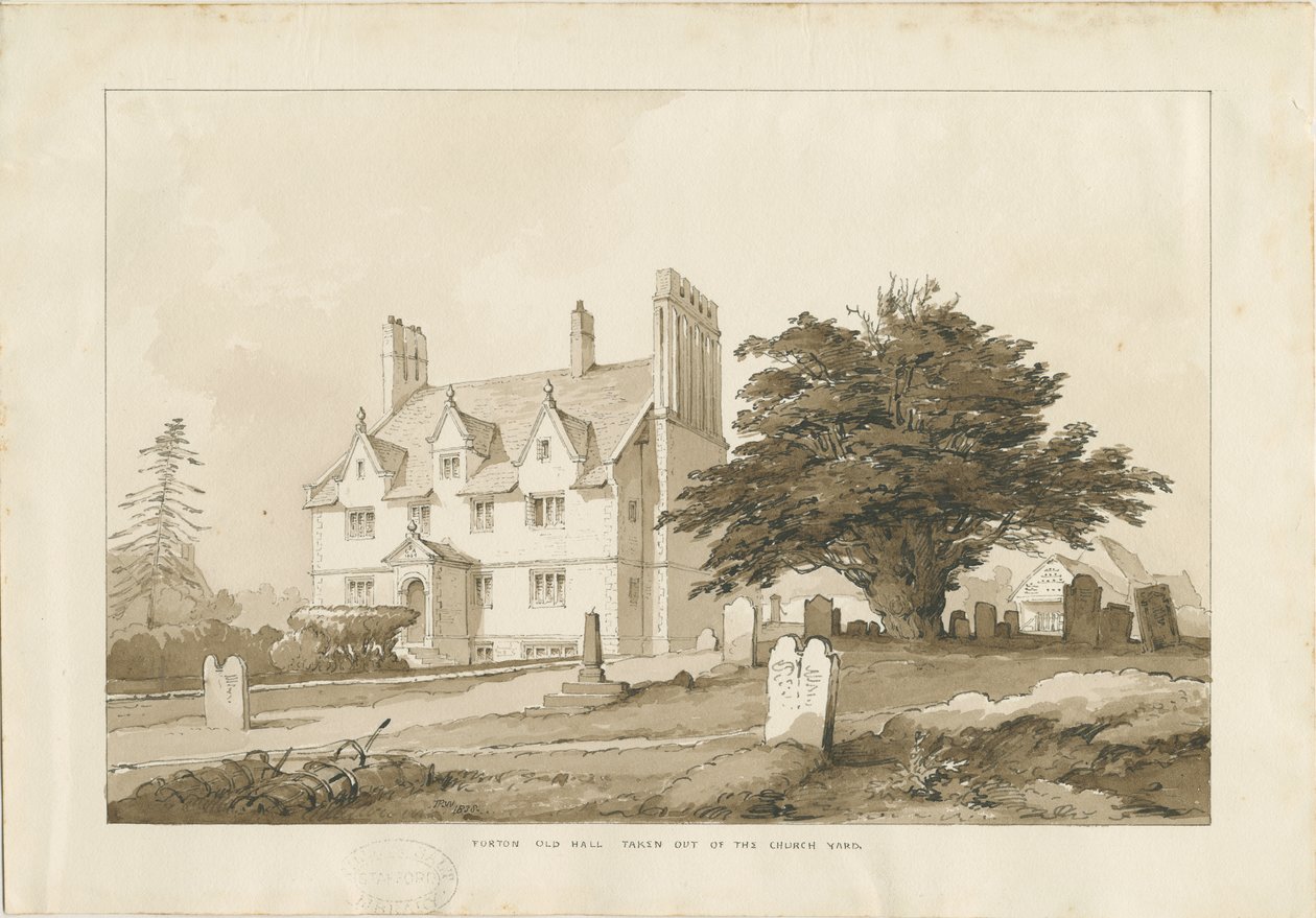 Forton Hall: vasketegning, nd [?1838] (tegning) av Thomas Peploe Wood