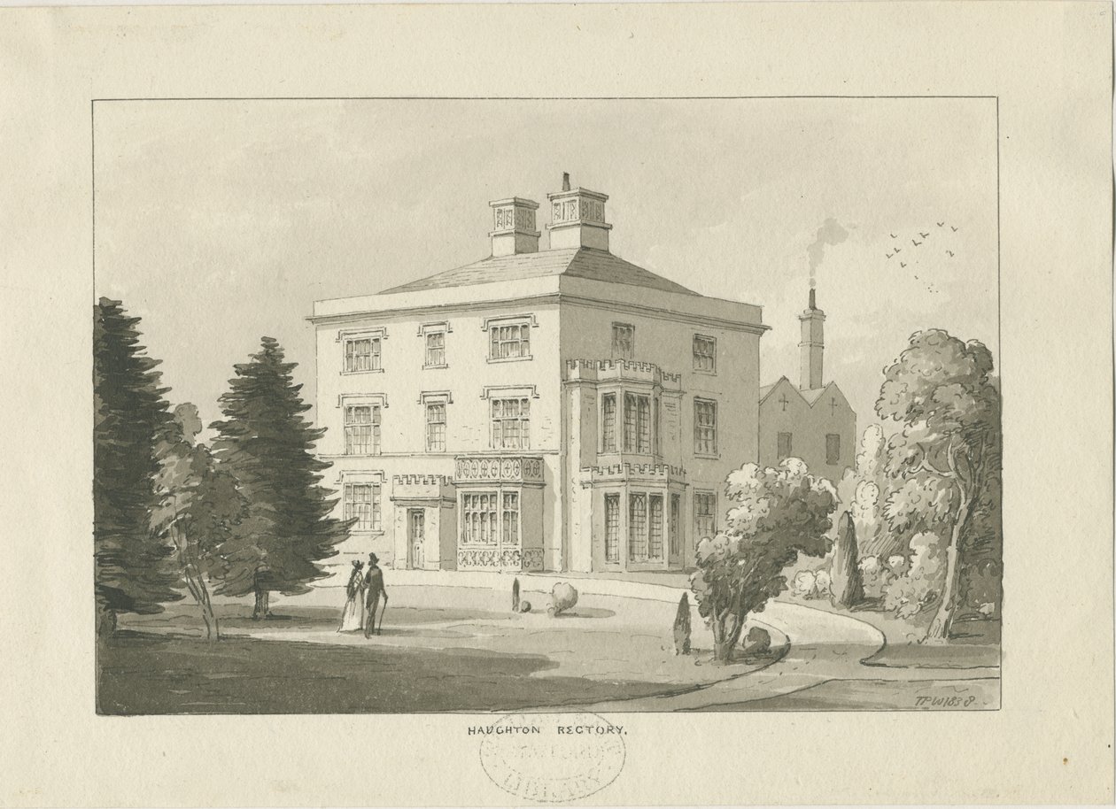 Haughton Rectory: vasketegning av Thomas Peploe Wood