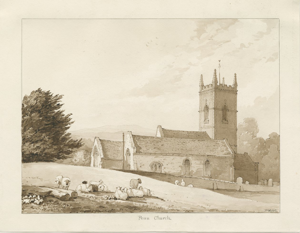 Penn Church: sepia-tegning av Thomas Peploe Wood